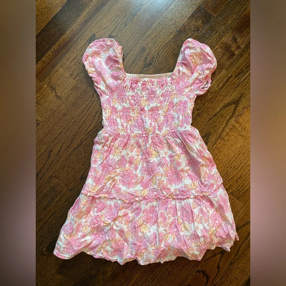 Jumping Beans- 2pc set Girls Pink Floral Smocked Sundress blue pink floral 4T